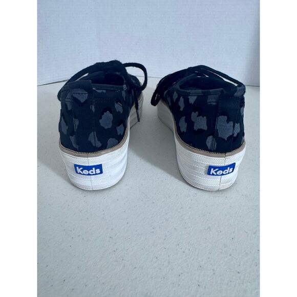 "KEDS" Triple Up Black Metallic Platform Sneakers SZ 8.5 Leopard Tween Preppy - Picture 5 of 8